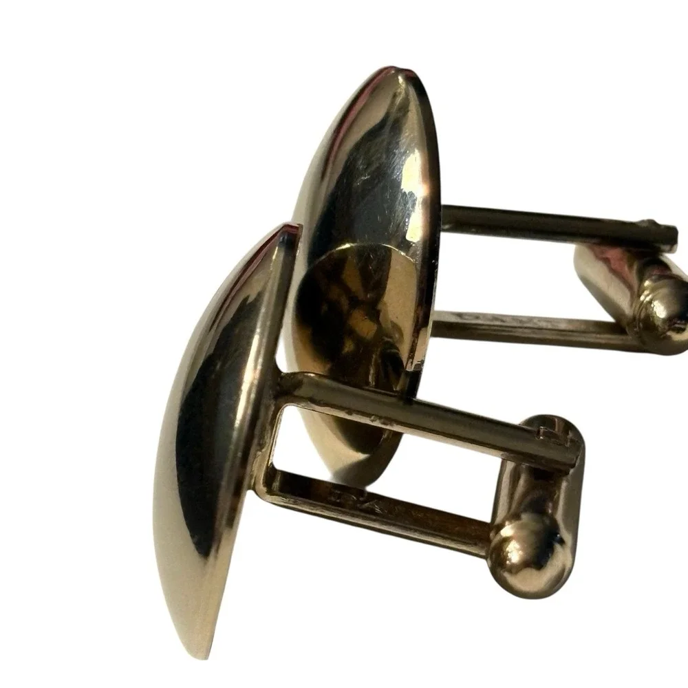 Vintage Silver Tone Dante Cufflinks Dome Round Classic Formal‎ Suit Bullet Back